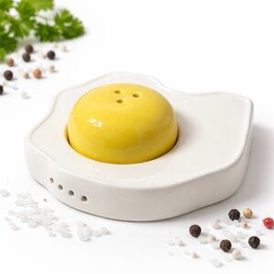 Vintage Fried Egg Salt Pepper Shaker Set Ceramic Novelty Retro Kitchen